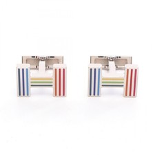 Boutons de manchette HERMES Quiz Rainbow métal argenté multicolore homme...