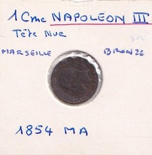 1 Centime NAPOLÉON III, TÊTE NUE 1854 MA