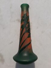 vase dégagé a l'acide signé la rochère décor papillon et iris