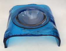 Coupelle en verre d'Angelo Vittorio MAZZEGA, Murano, en 2 parties, bleu, signée