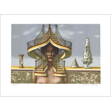 ALAUX Jean-Pierre - Lithographie originale "Femme escalier" 56x76cm