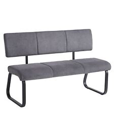 Banc design siège 3 places piètement en métal noir revêtement tissu gris foncé