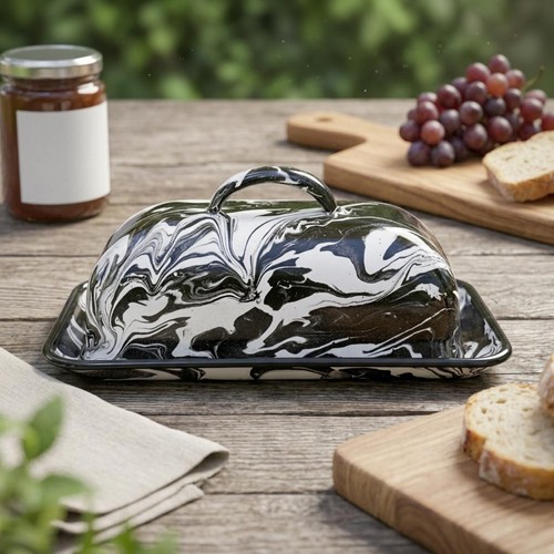 Beurrier émaillé design - beurrier,