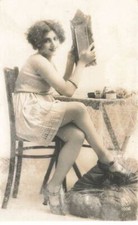 NU ARTISTIQUE #FG53089 FEMME DENUDEE ASSISE DEVANT SON MIROIR EDIT NOYER CHARM