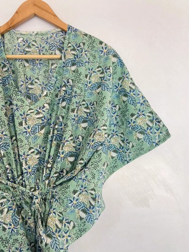 Handmade green floral - green, kaftan