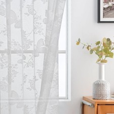 Rideau De Fenêtre En Dentelle Transparente À Motif Floral Ensemble De 2 /