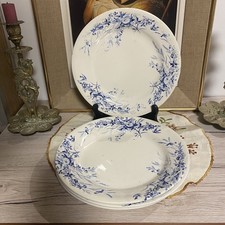 Lot de 4 assiettes plates Creil et Montereau modèle Linotte bleu