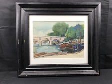 Aquarelle XXème - Vue de Paris en bords de Seine - Signé Daroy 1952