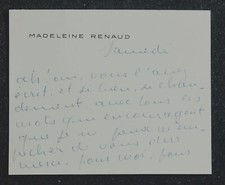 Actrice Madeleine RENAUD autographe