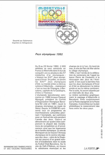 1992 notice philatélique - 1992,
