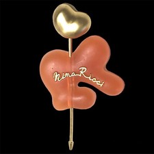 Vintage importante Broche Nina Ricci Résine Et Métal Doré