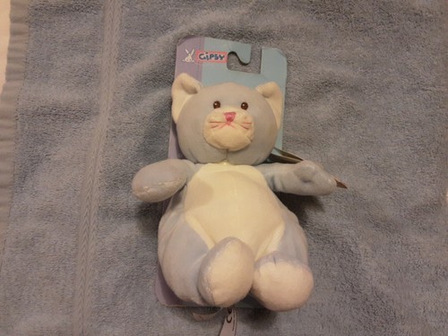 Doudou peluche chat bleu blanc - chat,