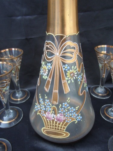 Service liqueur verre emaille