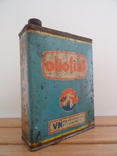 ancien bidon huile OLIOFIAT garage voiture old car oil can tin art populaire