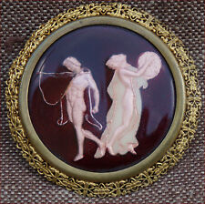 Hercules Iole Greek Mythology Art Deco Enamel Gilt  Large Brooch E Bouillot 1930