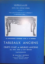 1970 catalogue de vente Versailles TABLEAUX ANCIENS OBJETS D ART XVII XVIII XIXè