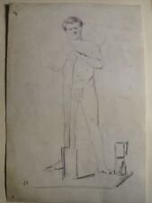 Ecole FRANCAISE XIX DESSIN CRAYON ACADEMISME ATELIER HOMME NU gay int 1888