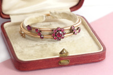 Bracelet jonc grenats de Perpignan en or 18k, bracelet jonc ancien