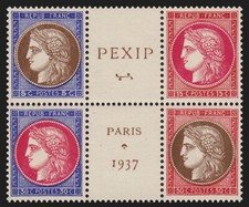 n°348/351 bloc central, PEXIP 1937, neufs ** sans charnière - TB