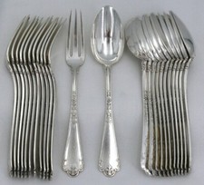 Puiforcat Fer de Lance à Queue de Rat 12 couverts de table argent massif Minerve