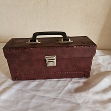 A3 PETITE VALISE MALETTE EN CUIR RANGE CASSETTES MARRON / 27 CM