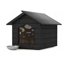 Chenil Extérieur Ébène Maison à Chat Grotte Hiver Isolé Bois 116x90x82