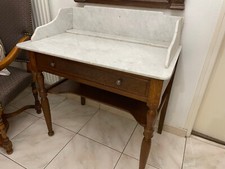 Meuble de toilette époque 19 eme siecle bois et mabre blanc