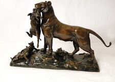 Sculpture Auguste Cain bronze lionne et lionceaux Susse Frères Paris XIXème