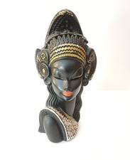 Vintage Sculpture Grand Buste de Femme Princesse Africaine