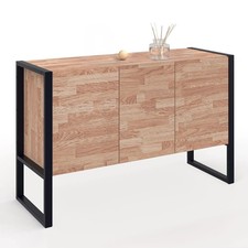 Buffet surélevé 110 cm OTTAWA 3 portes bois et noir design industriel