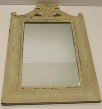 - JOLI ANCIEN MIROIR MURAL TOUR BOIS cérusé gris DECO XXe JUS de Grenier   D