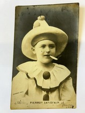 CPA Carte postale ancienne Pierrot Satisfait enfant cigarette Clown 1903