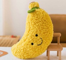Peluche Banane Souriante Jaune