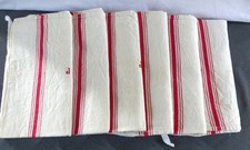 Lot F 6 anciens Torchons Liteau Rouge Lin/Métis 97 x 58 Monogramme JA Jamais uti