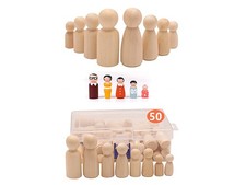 Peg Dolls 50pcs Personnes en Bois pour la Peinture d'enfants Marionnette Bois...
