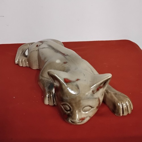 Chat art déco faience - chat,