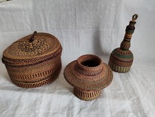 Ethnique Ensemble D'objets Ancien Raphia