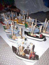 10 Petit Bateaux De Pêche Fait Main, Unique!!