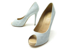 CHAUSSURES ROGER VIVIER 39 ESCARPINS BOUTS OUVERTS DAIM BLEU PUMP SHOES 550€