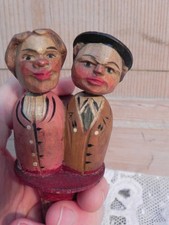 Ancien bouchon bois peint articulé couple baiser collection déco