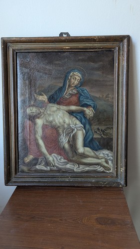 Pietà tableau ancien - tableau, huile