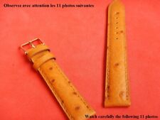16 mm BRACELET HOMME FACON AUTRUCHE VEAU VERITABLE "MIEL" COUTURE TON SUR TON