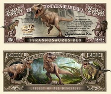 TYRANNOSAURE BILLET MILLION DOLLAR US ! T-REX Dinosaure Animal Préhistoire crane