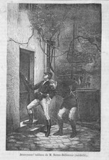 CHASSE A COURRE " LE DÉSARÇONNÉ " TABLEAU DE BERNE-BELLECOUR / GRAVURE 1869