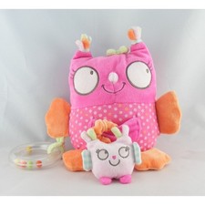 Doudou hibou chouette rose