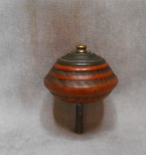 Boule d'Escalier Ancienne en Bois tourné  Laiton Métal 9 cm D