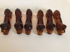6 Portes couteaux en verre moulé chien basset