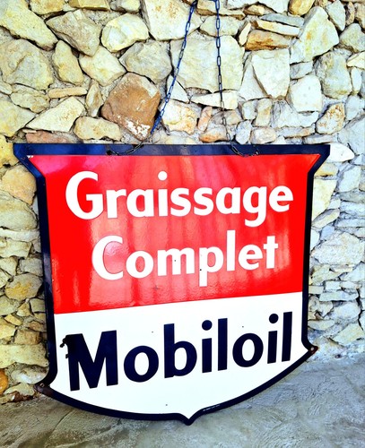 Plaque émaillée mobiloil - mobiloil,