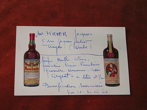 Carte publicitaire cusenier - carte,