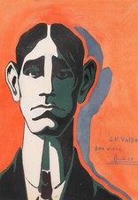 Tableau gouache encadré dessin portrait homme acteur Henry VALBEL Léon LAUGIER